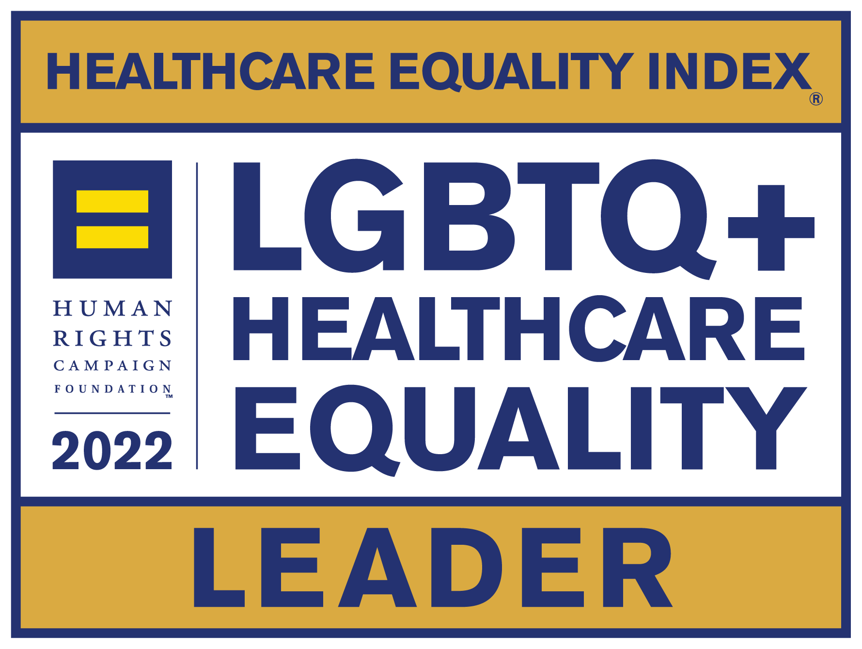 Healthcare Equality Index LGBTQ+ Healthcare Equality Leader 2022 badge